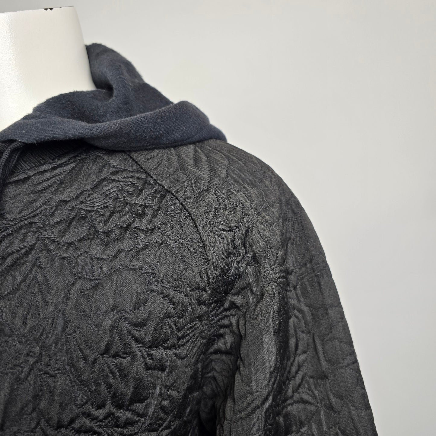 Emp Cyre Black Floral Quilted Hooded Jacket Size XL