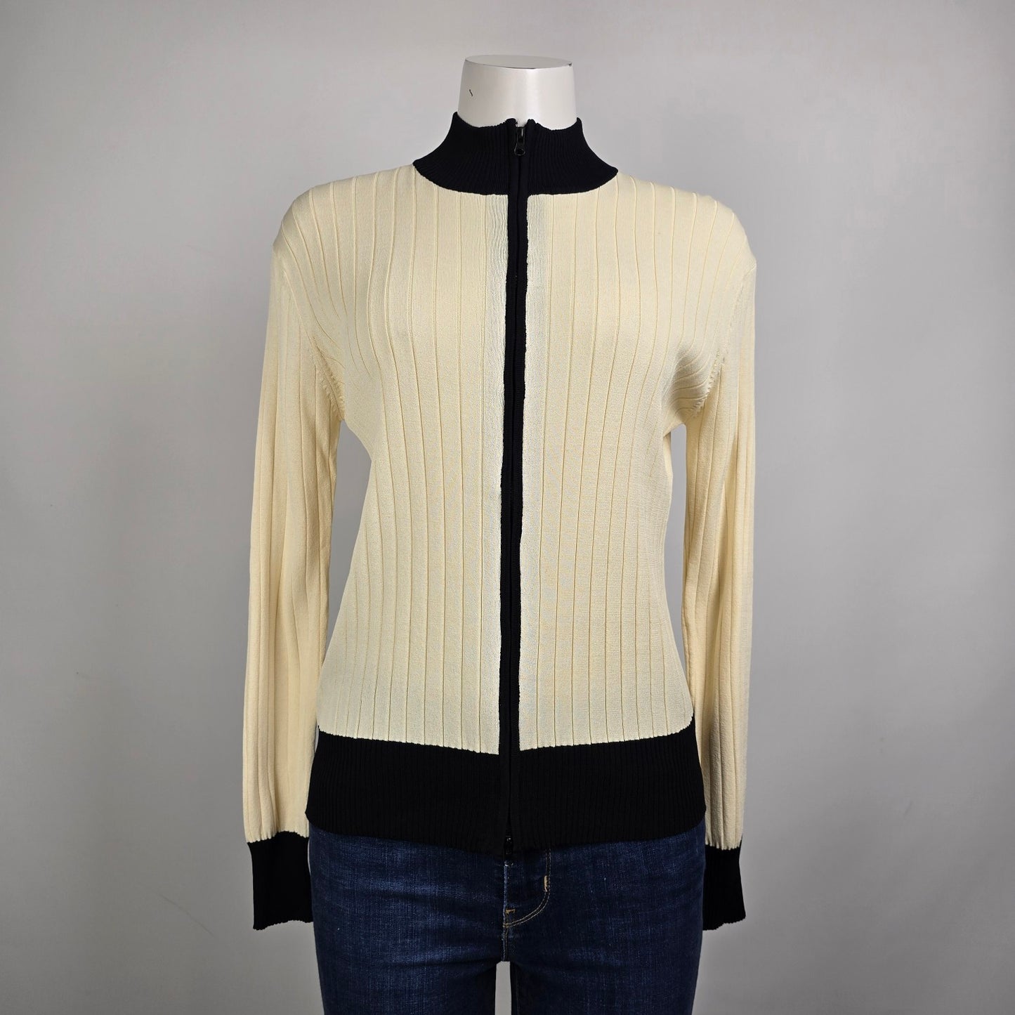 Beutler Swiss Design Cream Zip Up Cardigan Size S/M