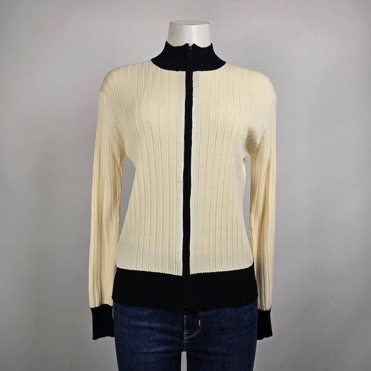 Beutler Swiss Design Cream Zip Up Cardigan Size S/M
