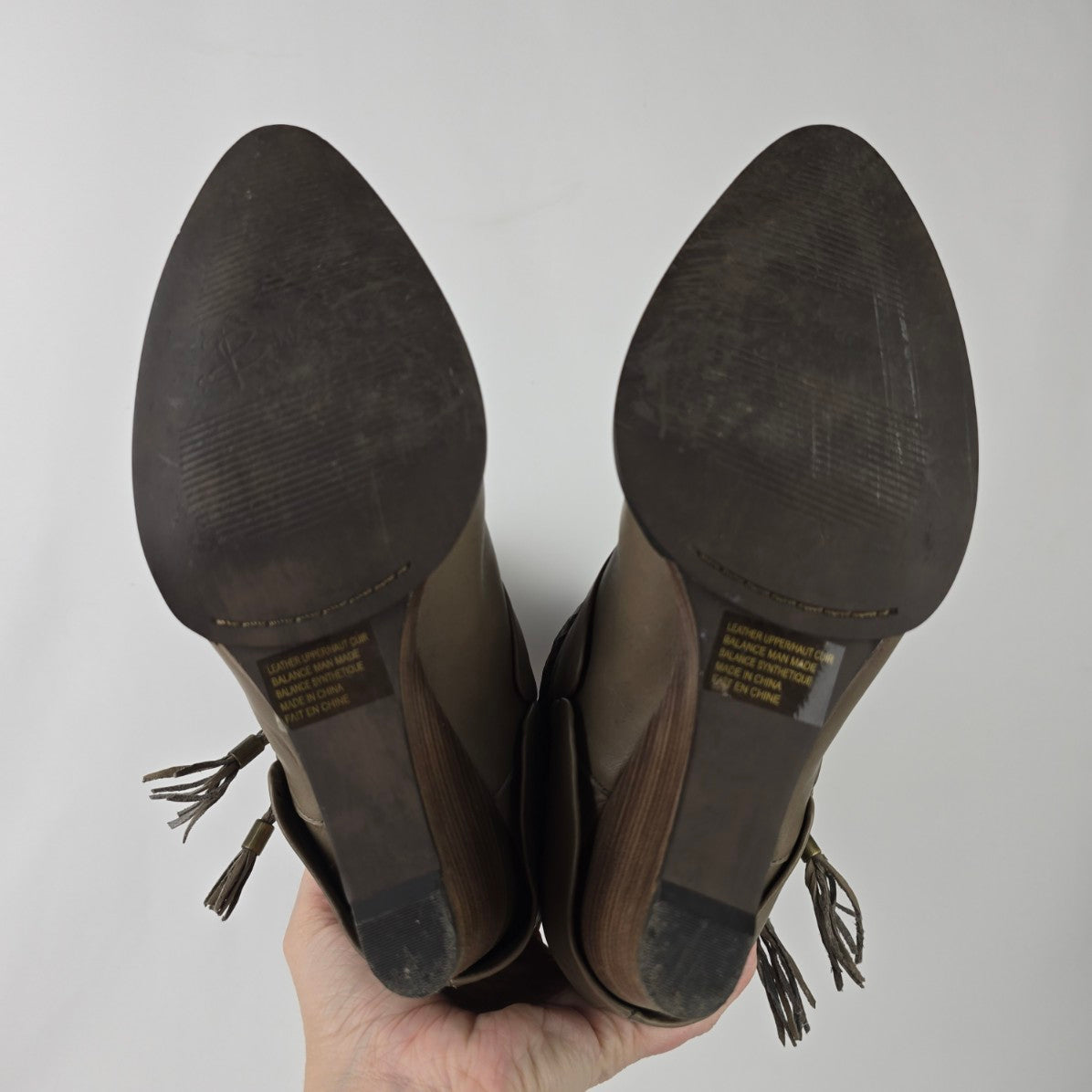 B. Makowsky Taupe Leather Ankle Boots Size 8.5