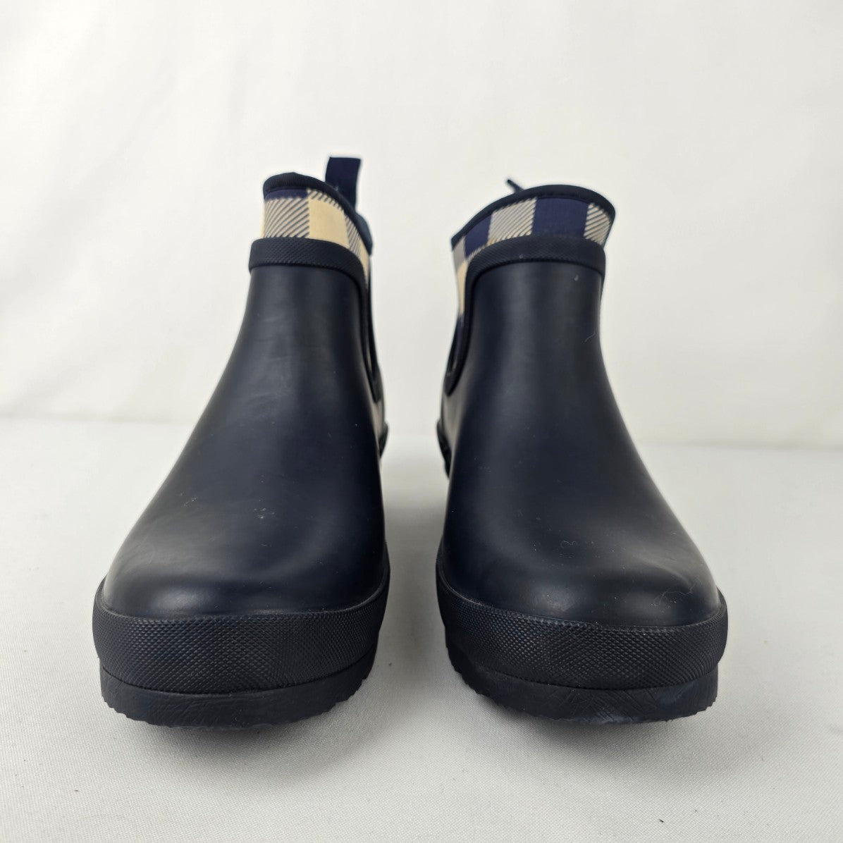 Wind River Blue Plaid Rubber Ankle Boots Size 10