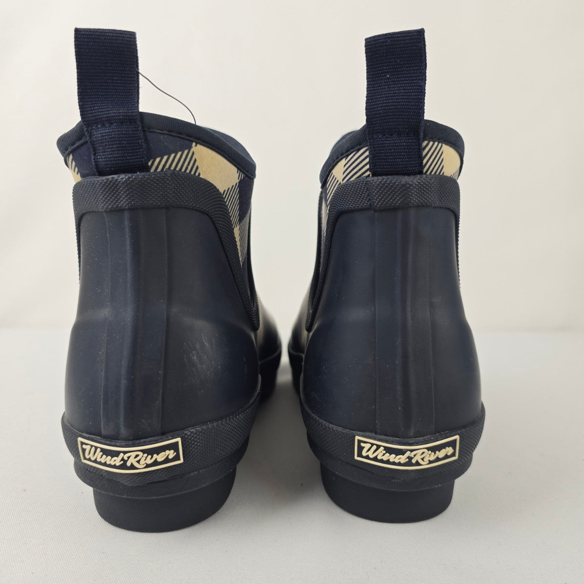 Wind River Blue Plaid Rubber Ankle Boots Size 10