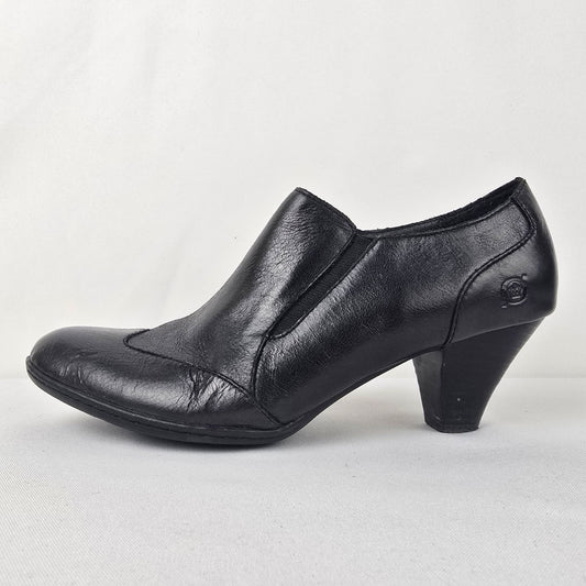 Born Black Leather Heeled Bootie Size 8