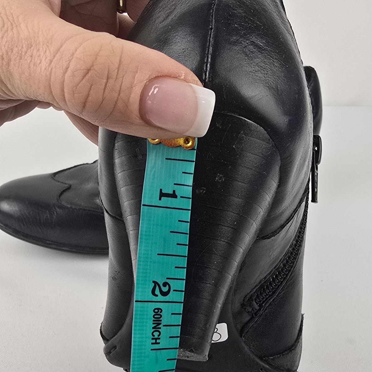 Born Black Leather Heeled Bootie Size 8