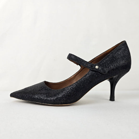 Donald J Pliner Black Sparkle Mary Jane Glitter Heeled Shoes Size 9