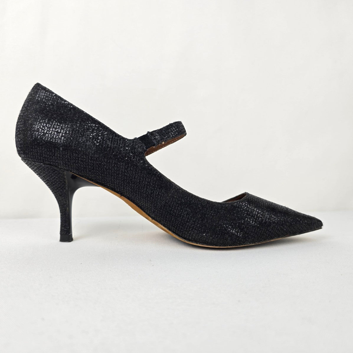 Donald J Pliner Black Sparkle Mary Jane Glitter Heeled Shoes Size 9