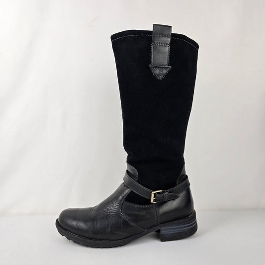 Josef Seibel Black Leather Winter Boots Size 9