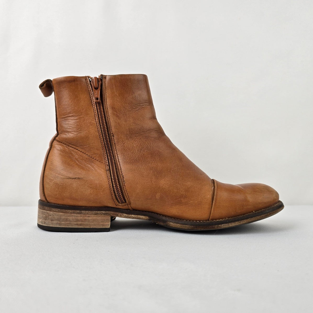 Brown Leather Ankle Boots Size 8