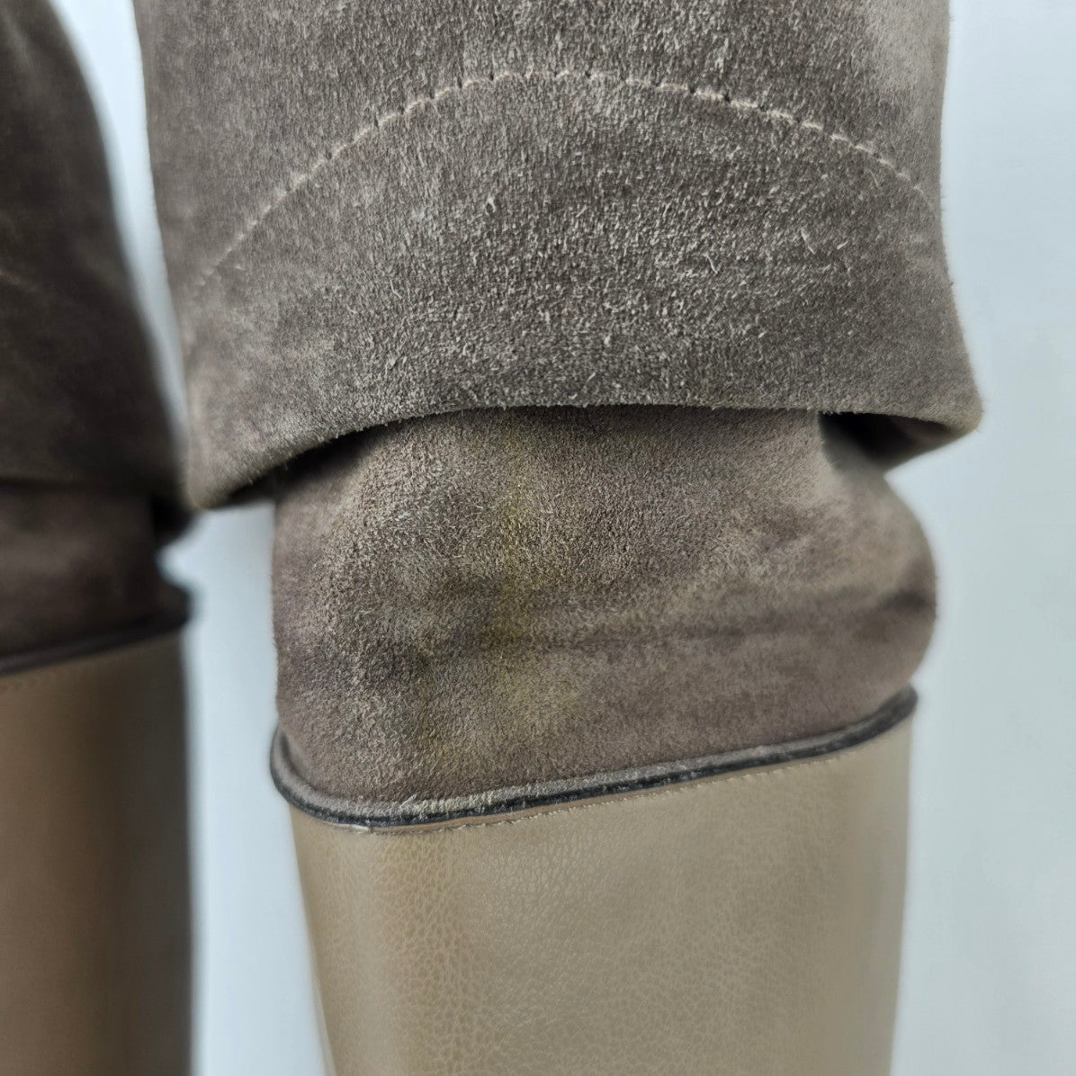 Inci Taupe Suede & Leather Wedge Heel Boots Size 9