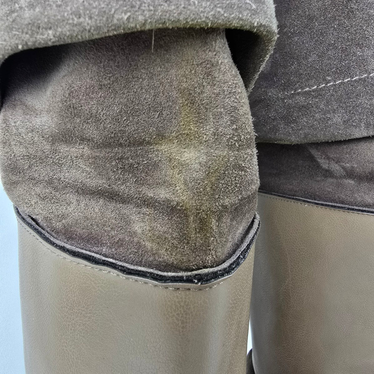 Inci Taupe Suede & Leather Wedge Heel Boots Size 9