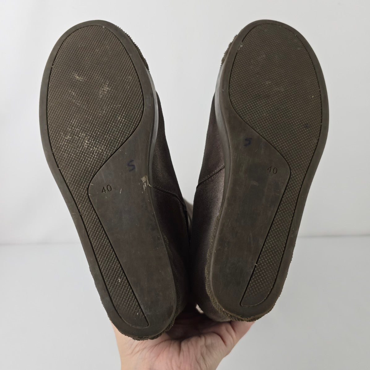 Inci Taupe Suede & Leather Wedge Heel Boots Size 9