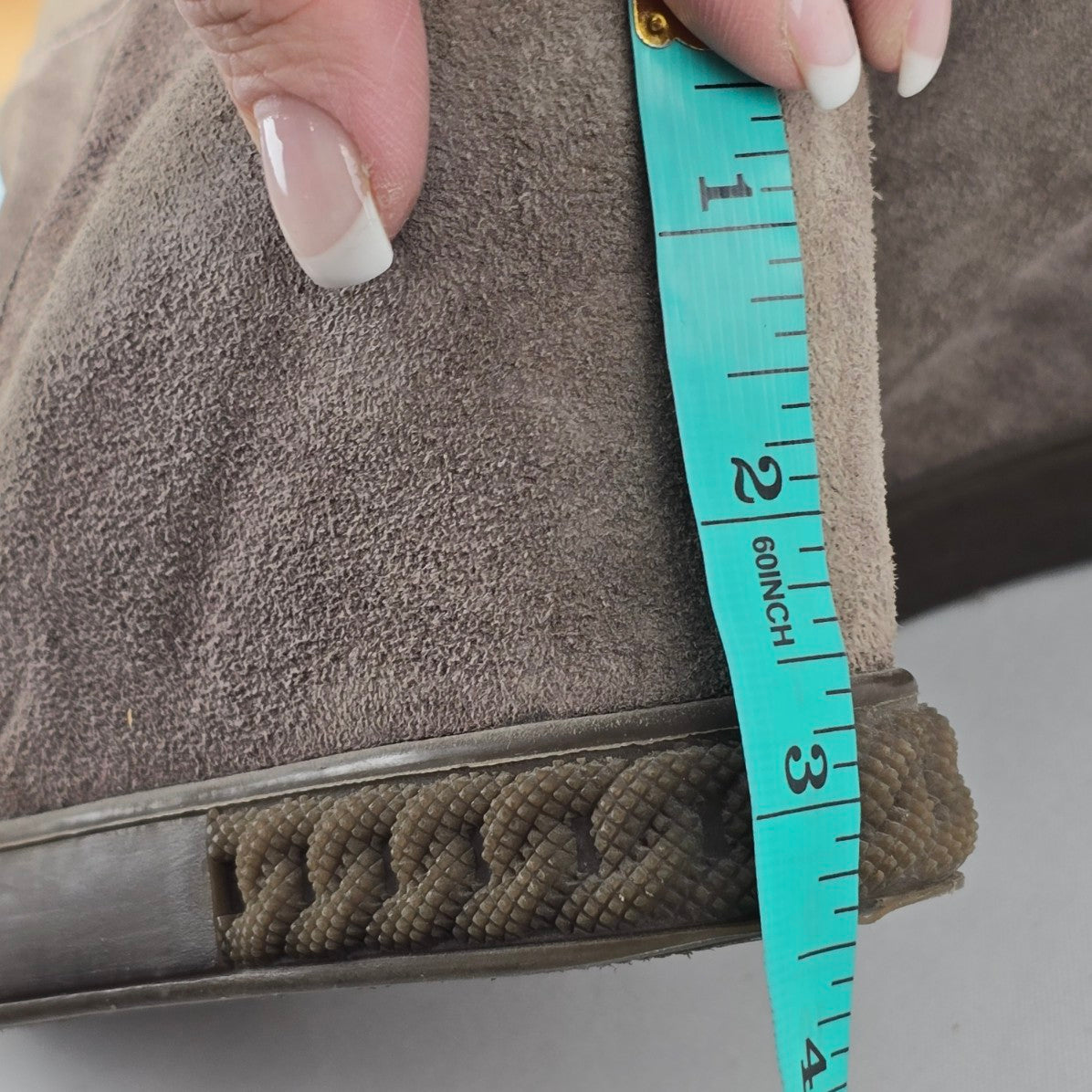 Inci Taupe Suede & Leather Wedge Heel Boots Size 9