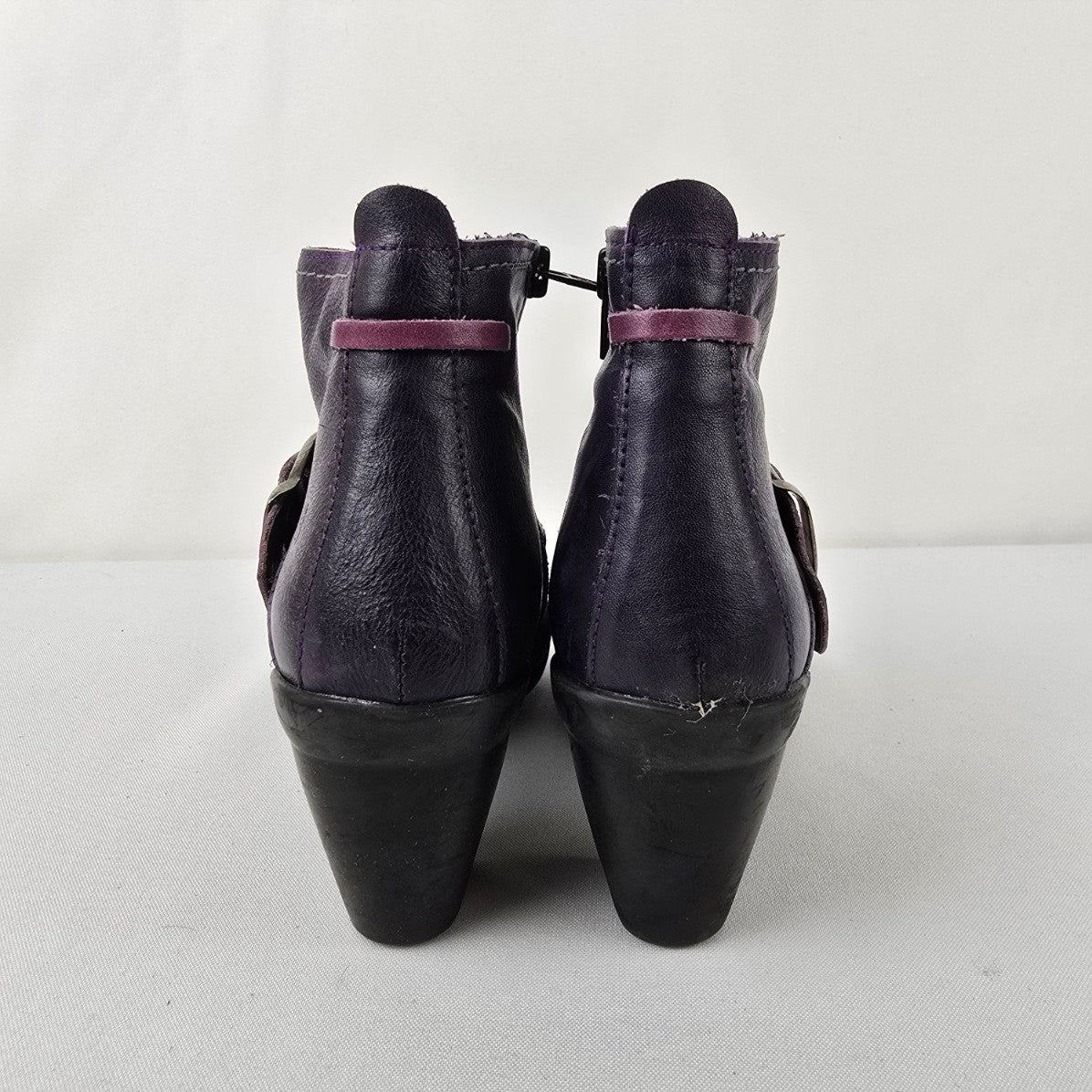 Jose Saenz Navy & Purple Leather Ankle Boots Size 6