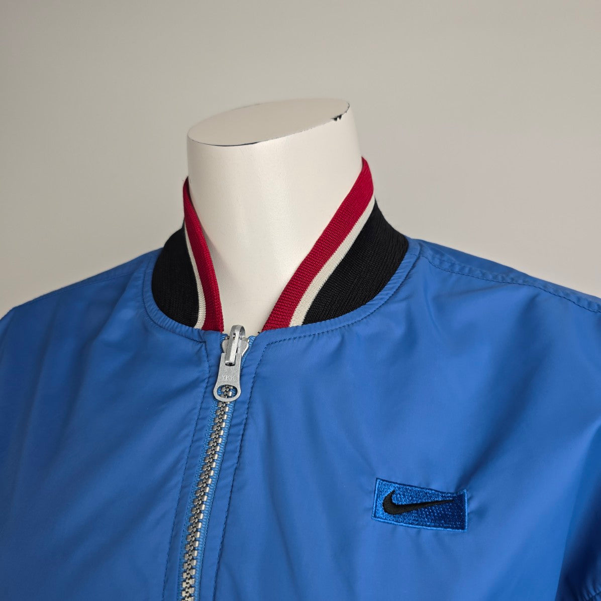 Vintage Nike 90s Grey & Blue Reversible Bomber Jacket Size S