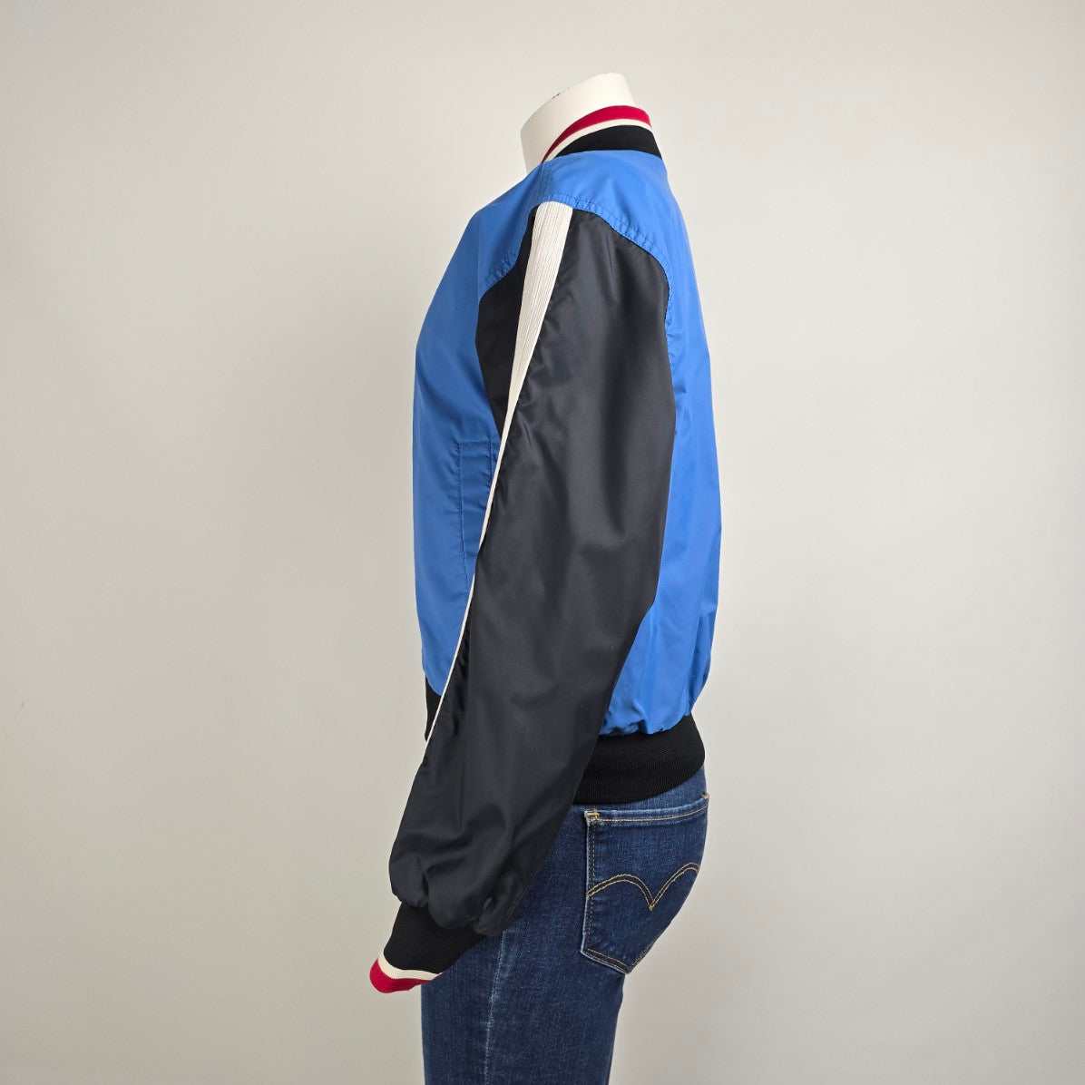 Vintage Nike 90s Grey & Blue Reversible Bomber Jacket Size S