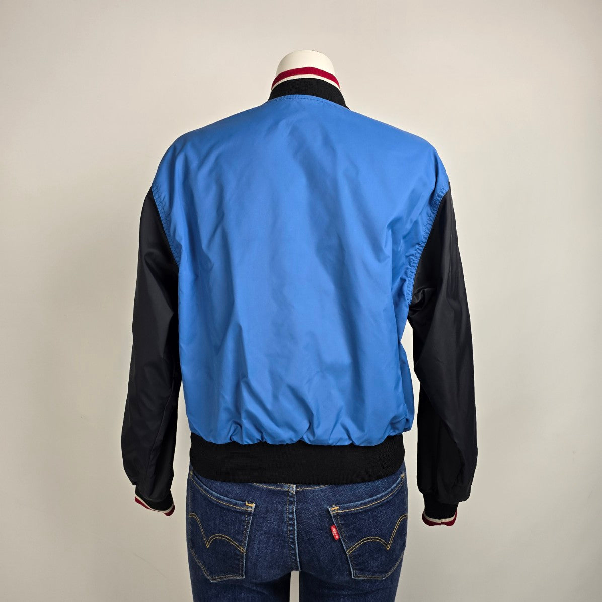 Vintage Nike 90s Grey & Blue Reversible Bomber Jacket Size S