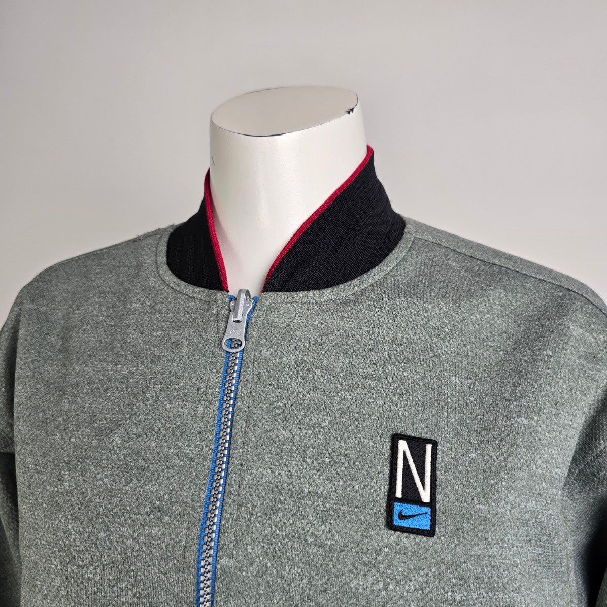 Vintage Nike 90s Grey & Blue Reversible Bomber Jacket Size S