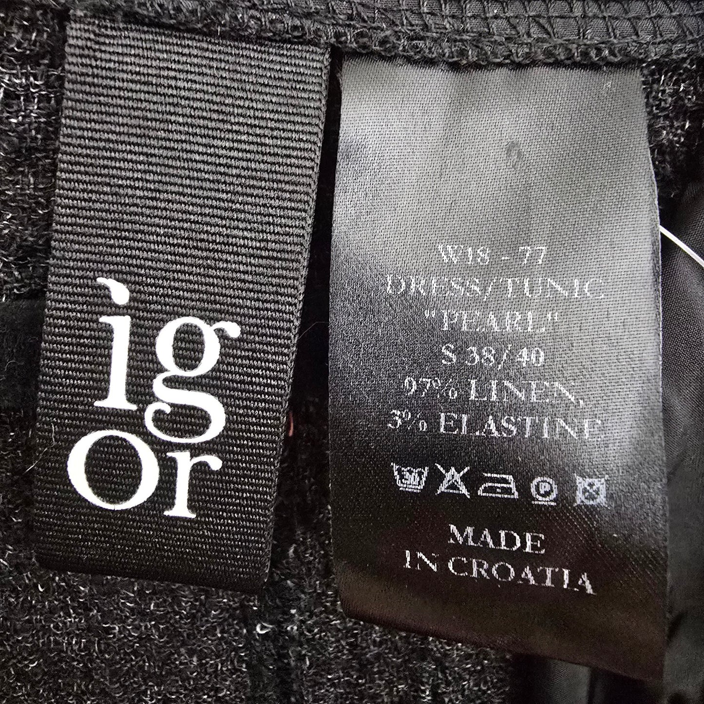 Igor Black Linen Pearl Dress Tunic Size Xl