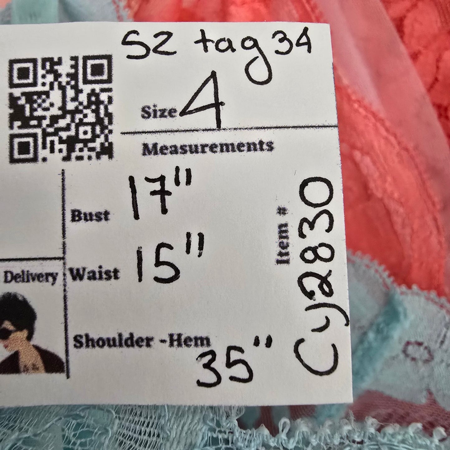 Vintage Harvey Woods Blue Lace Lingerie Slip Dress Size 4