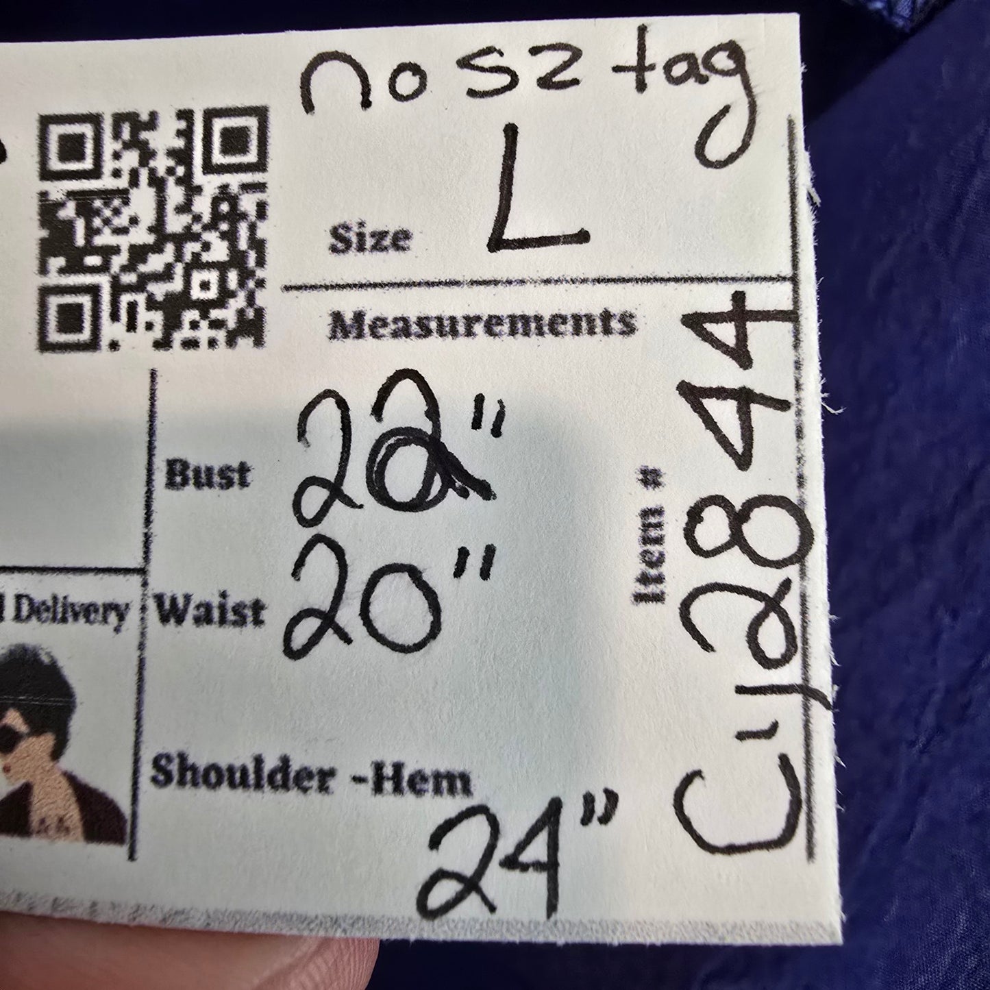 Blue Metallic Two Piece Top & Skirt Set Size L/XL