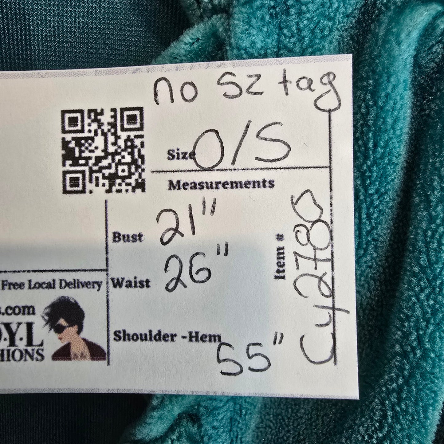 Vintage Teal Velour House Coat One Size