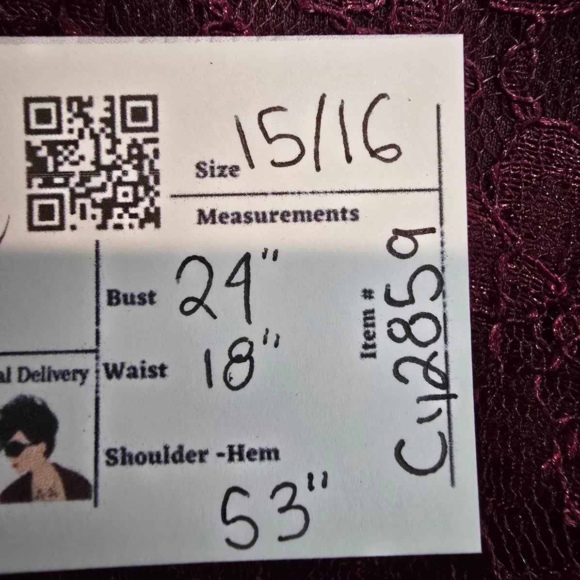 Vintage Emblem Purple Lace Midi Dress Size 15/16