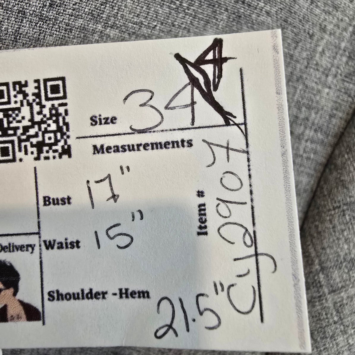 Saudra Augelazzi Grey Flare Sleeve Peplum Blouse Top Size 4