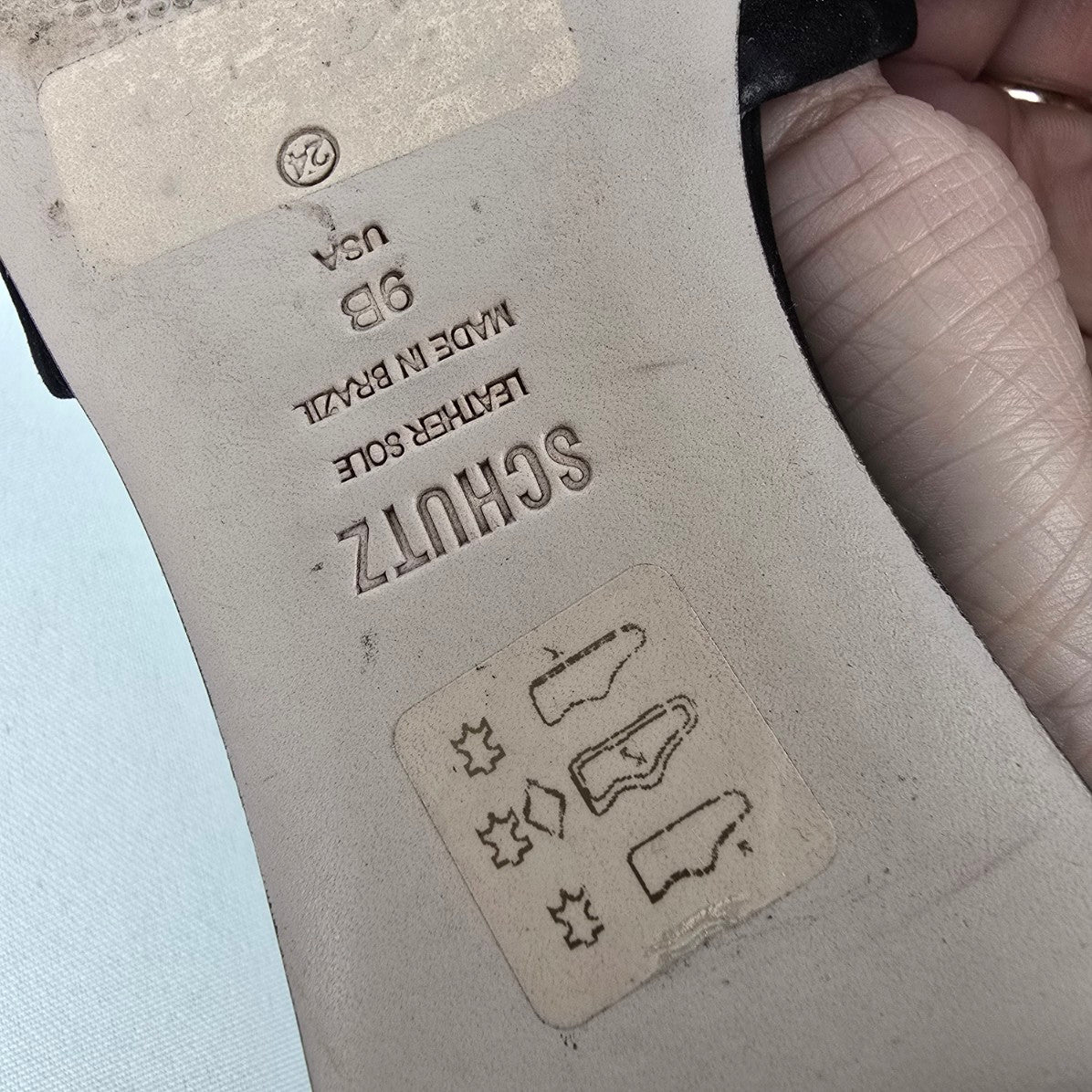 Schutz Black Rhinestone Crystal Flower Mule Shoes Size 9