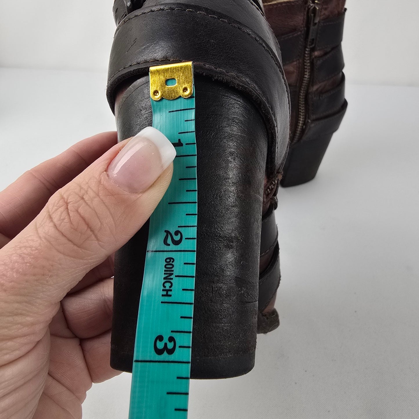 Freebird by Steven Hustl Brown Leather Buckle Strap Boots Size 6