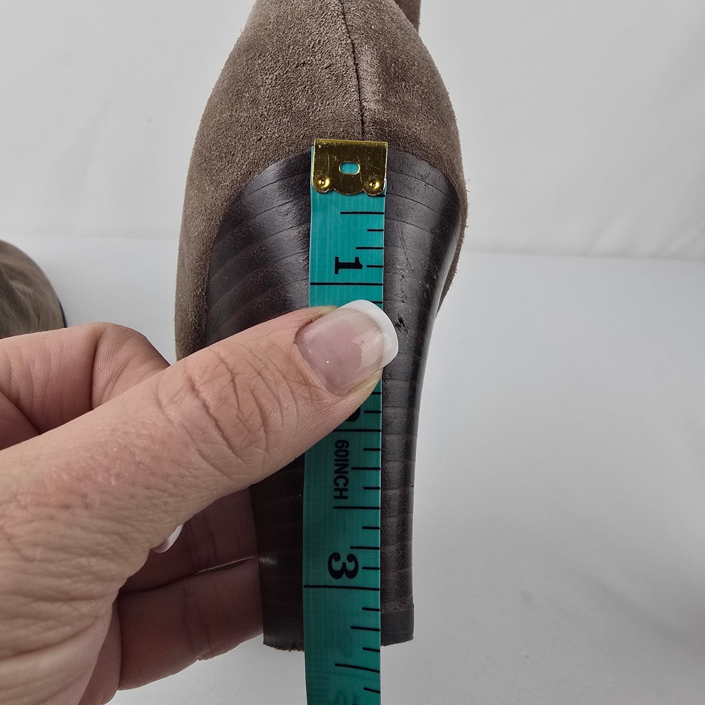 Denver Hays Taupe Suede Lace Up Heeled Boots Size 10