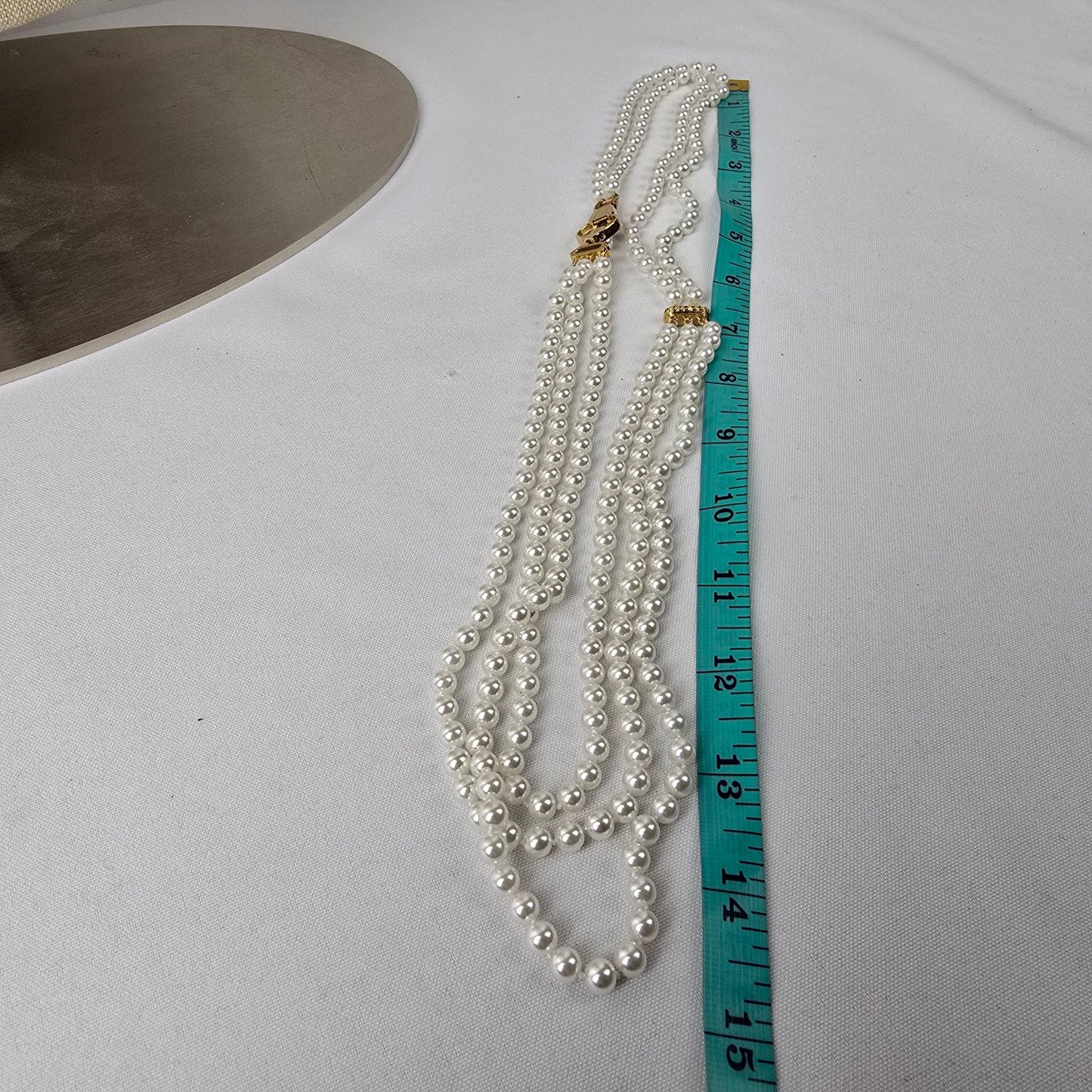 Vintage Butler White Glass Pearl Long Layered Necklace