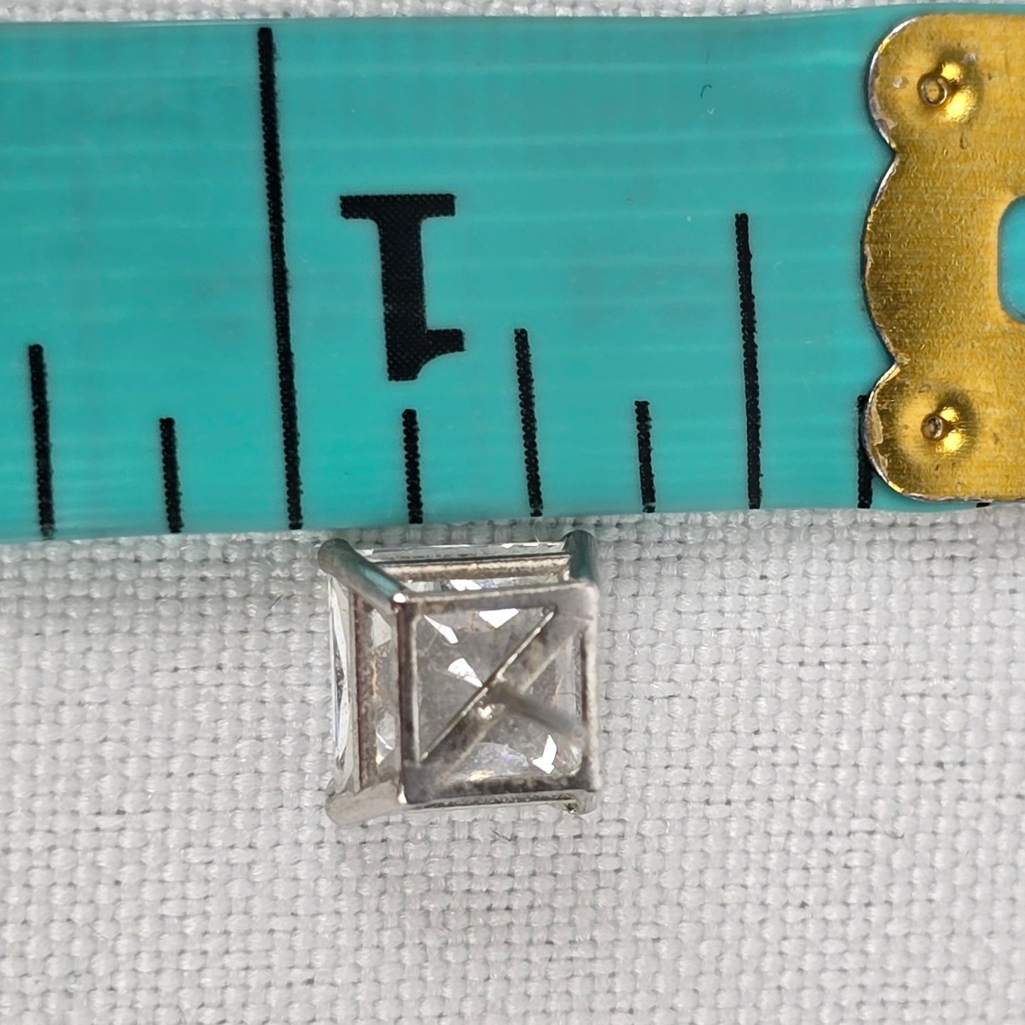 White Gold Plated Silver Square Stud Earrings