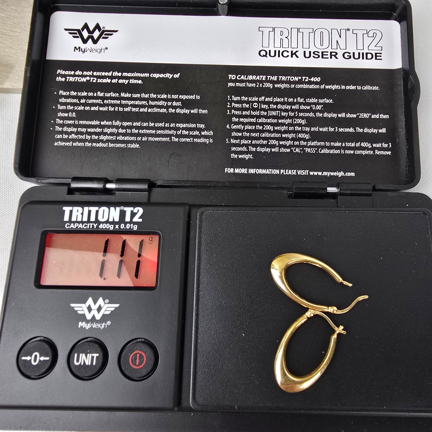 10K Gold Drop Hoop Earrings