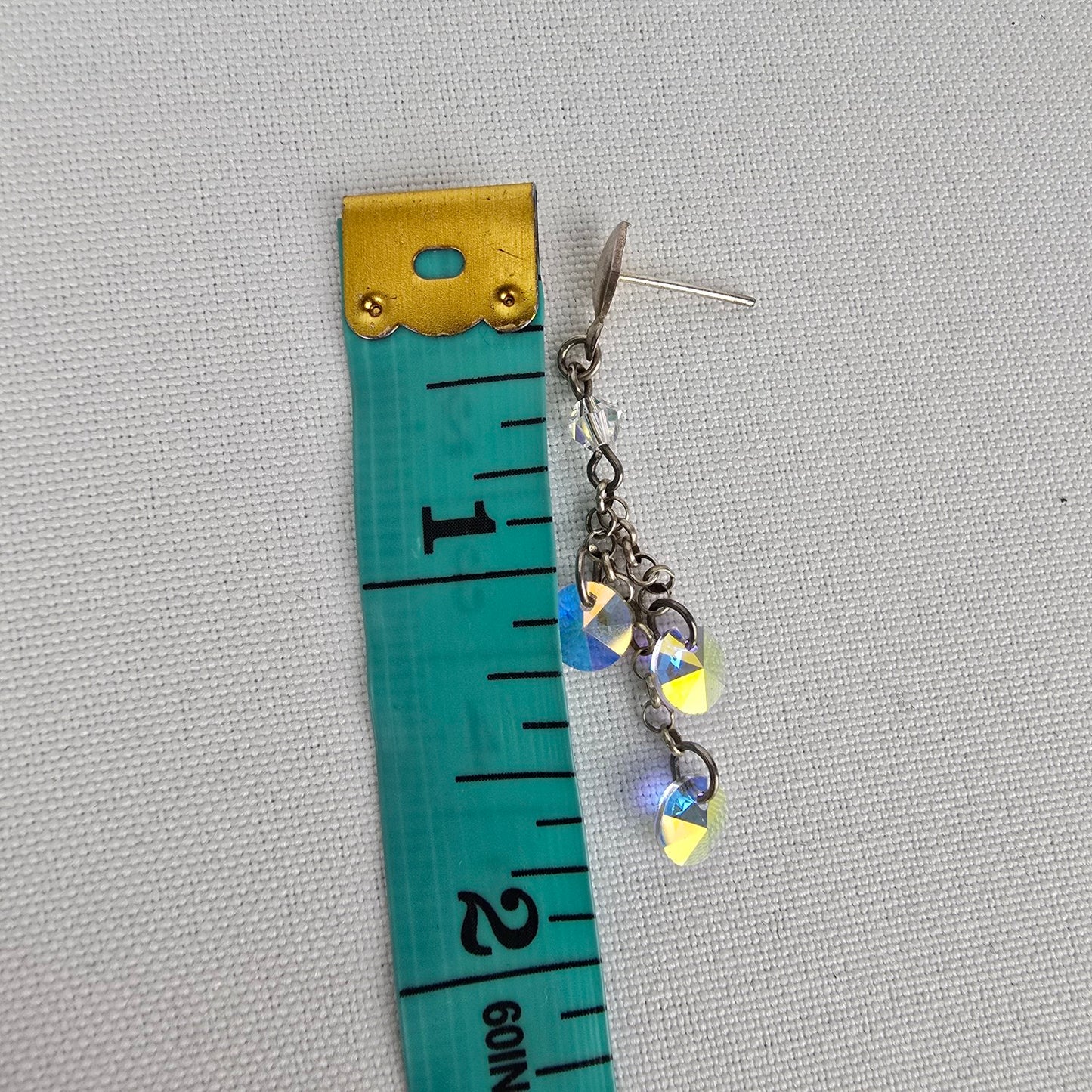 Vintage 925 Sterling AB Glass Y Necklace & Earring Set