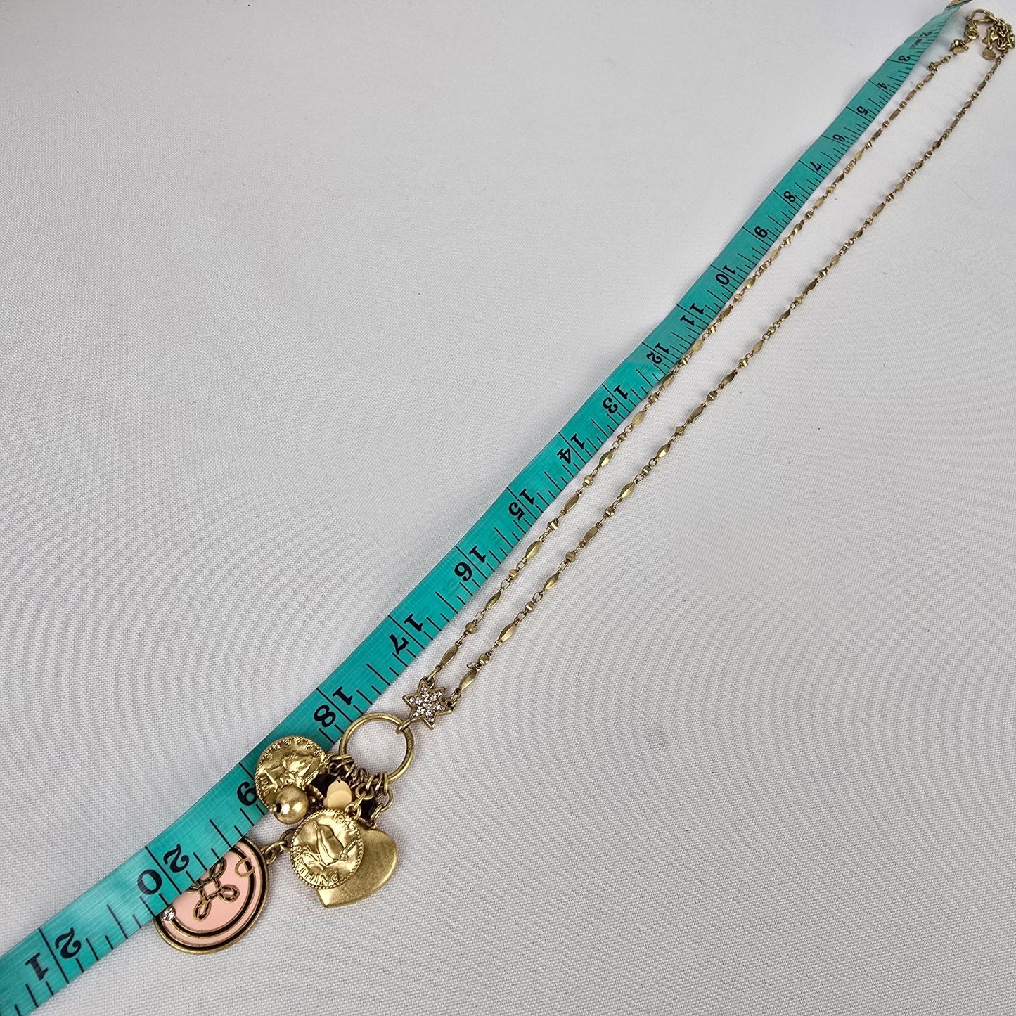 Cabi Gold & Pink Charm Long Necklace