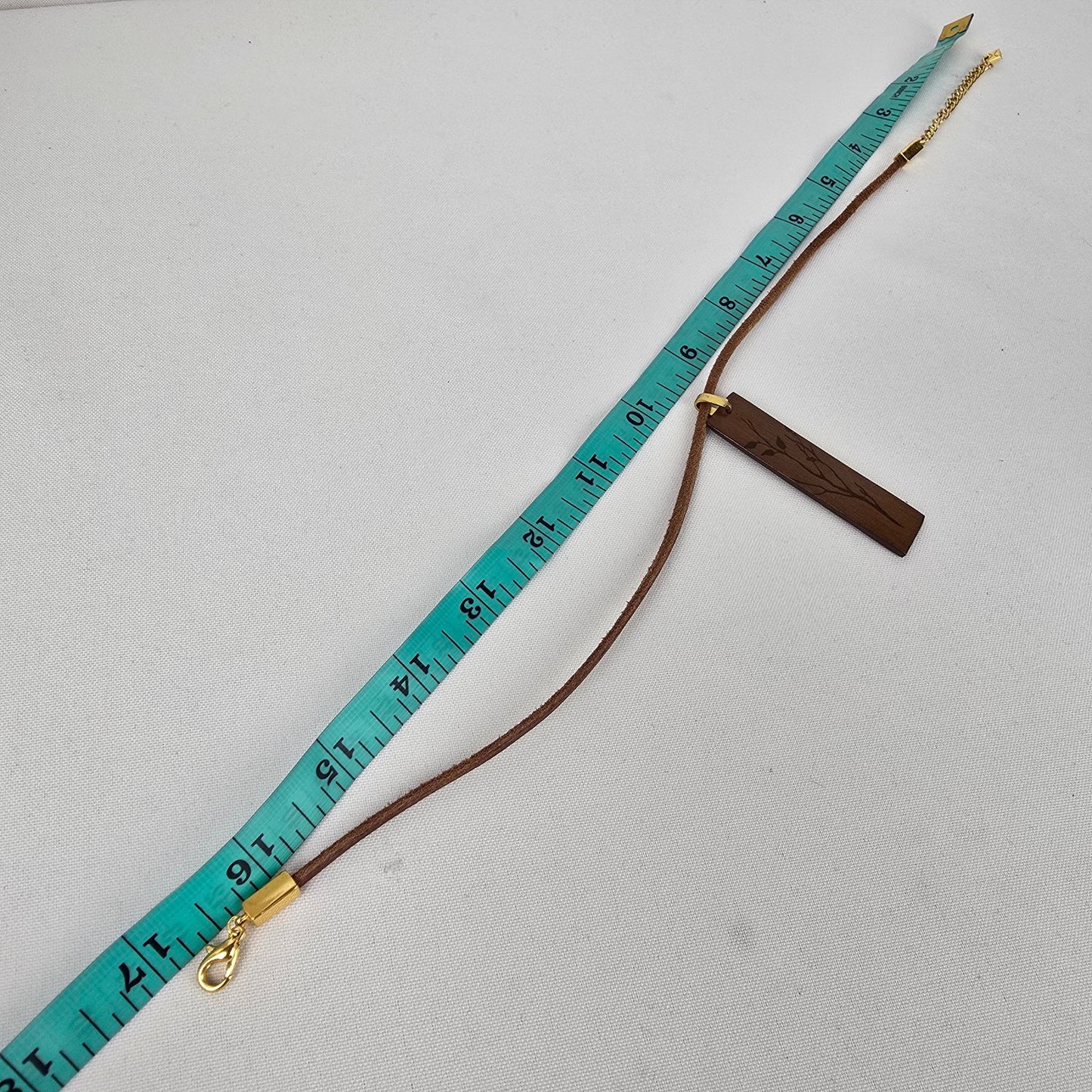 Bauxo Brown Floral Pendant Leather Cord Choker Necklace