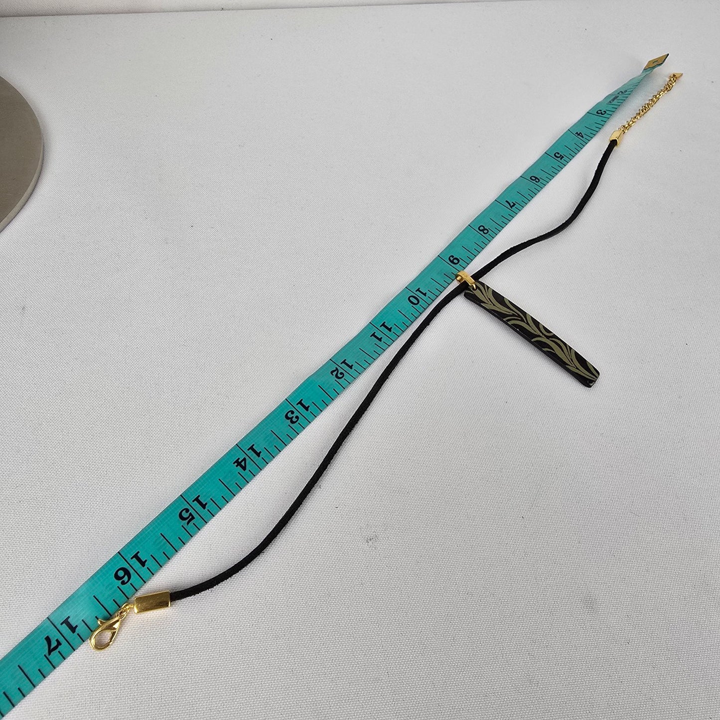 Bauxo Black Leather Pendant Choker Necklace