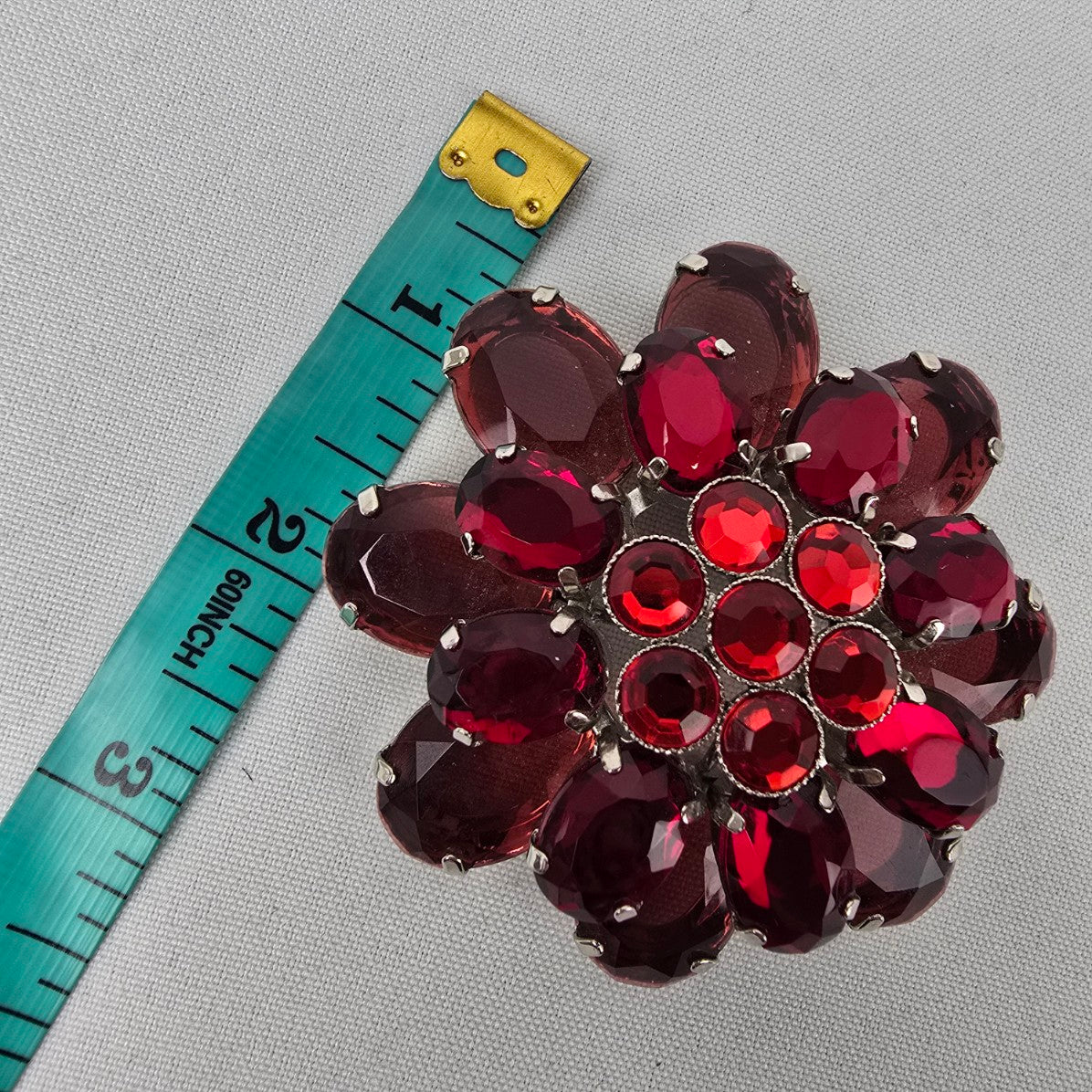Red Crystal Oversize Floral Brooch