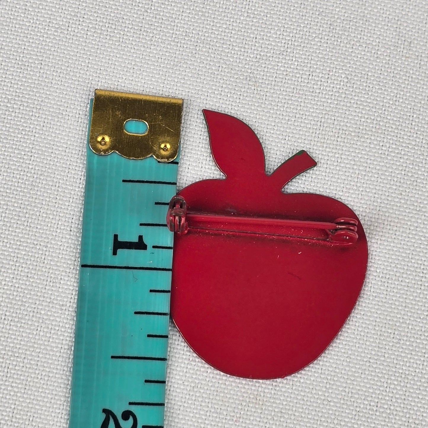 Vintage Red Enamel Apple Brooch