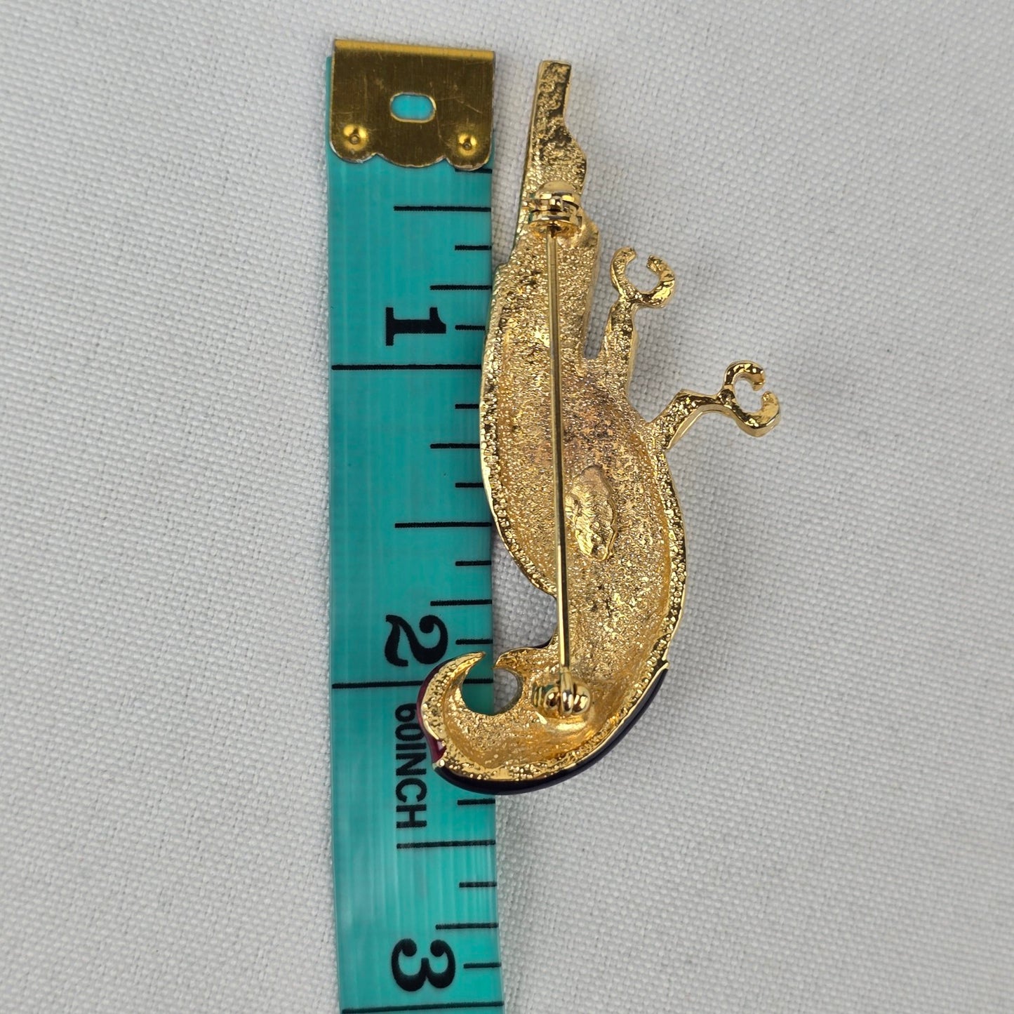 Vintage Parrot Enamel Gold Tone Brooch
