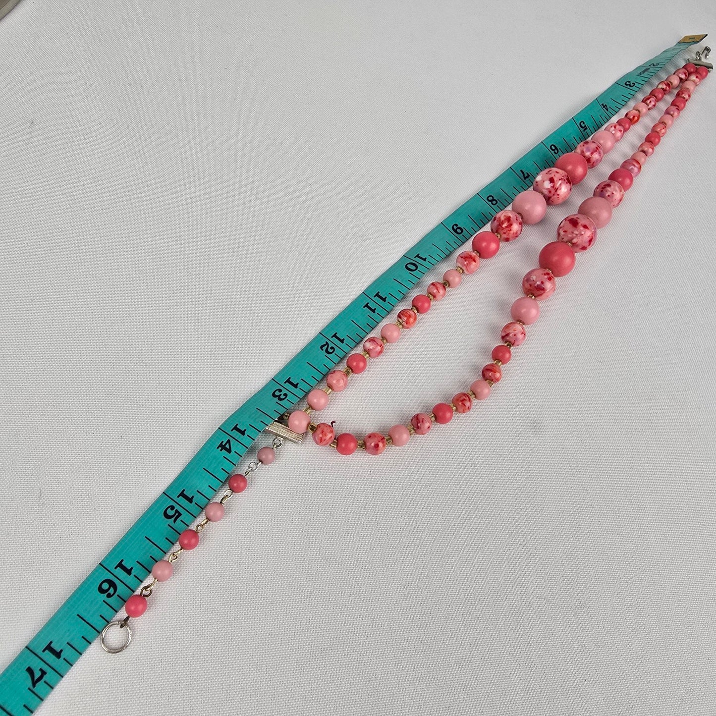 Vintage Japan Pink Glass Beads Layered Necklace