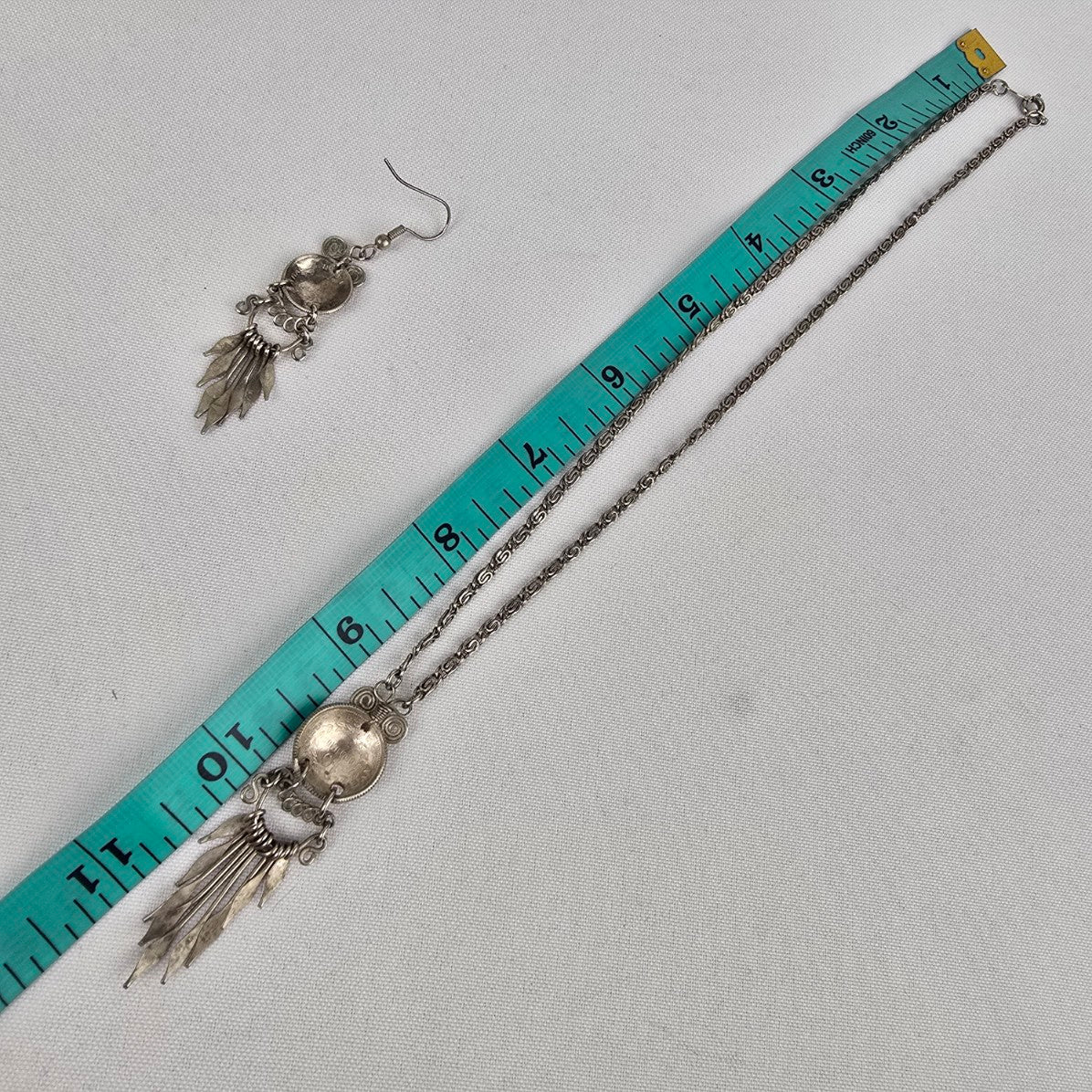 Vintage Silver Coin Fringe Necklace & Earring Set