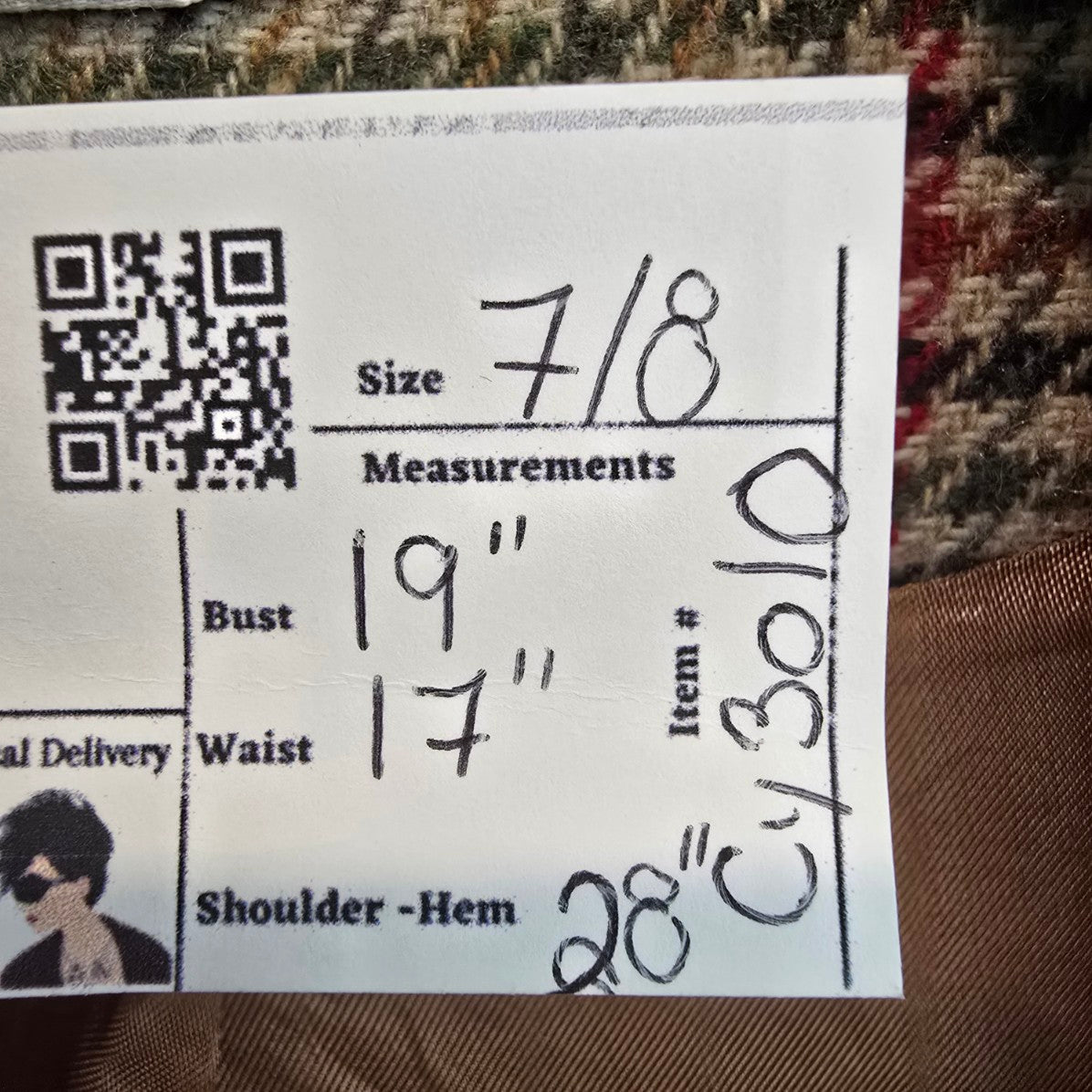 Vintage Ego Fashions Brown Houndstooth Button Blazer Size 7/8