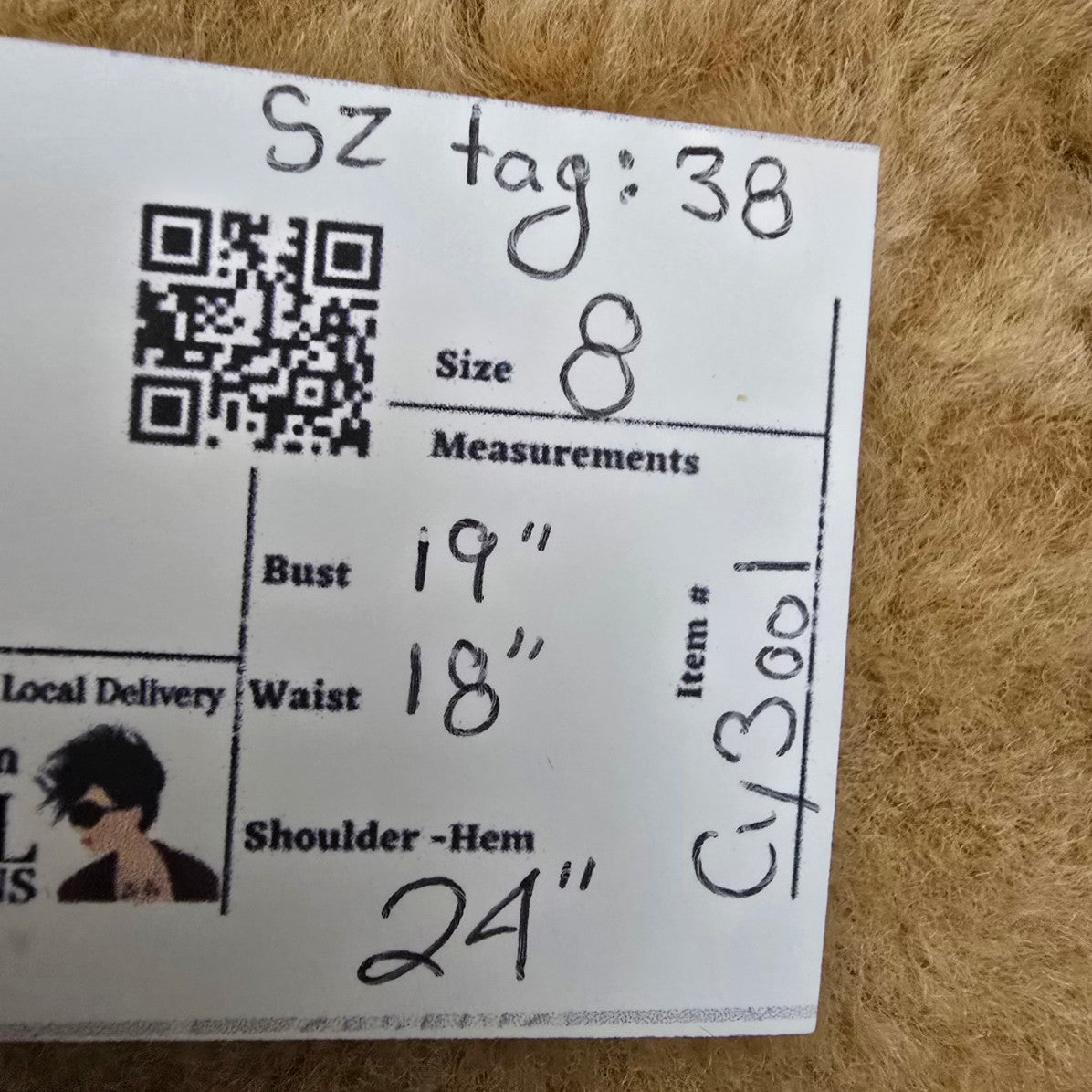 Vintage Club International Beige Shearling Jacket Size 8