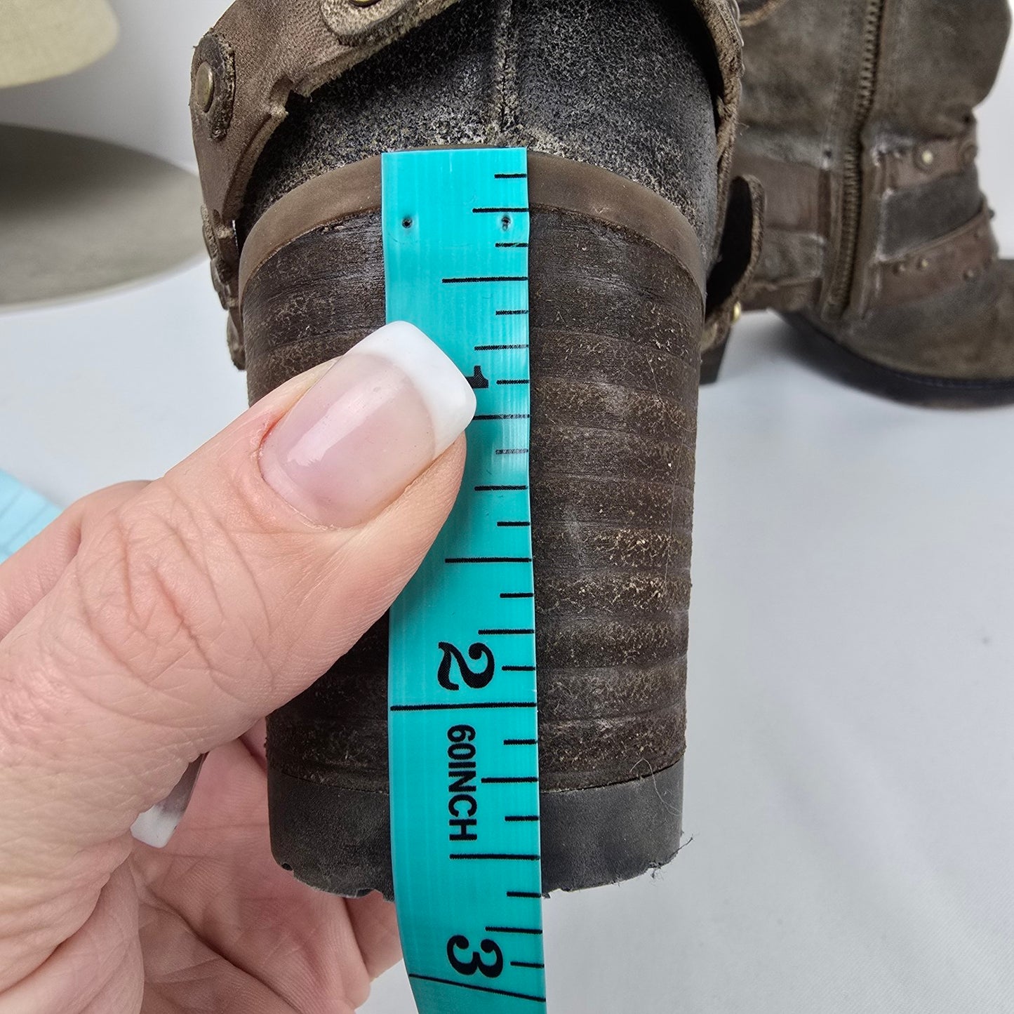 Hispanitas Grey Leather Studded Heeled Ankle Boots Size 8.5