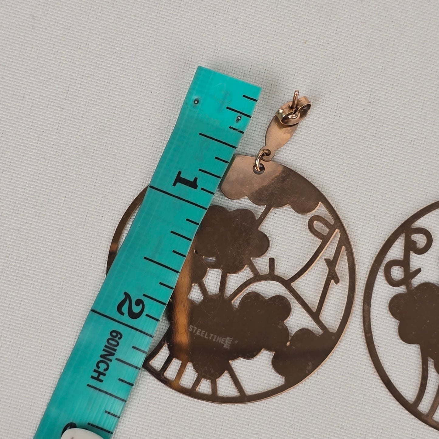 Steel Time Gold Tone Floral Laser Cut Earrings