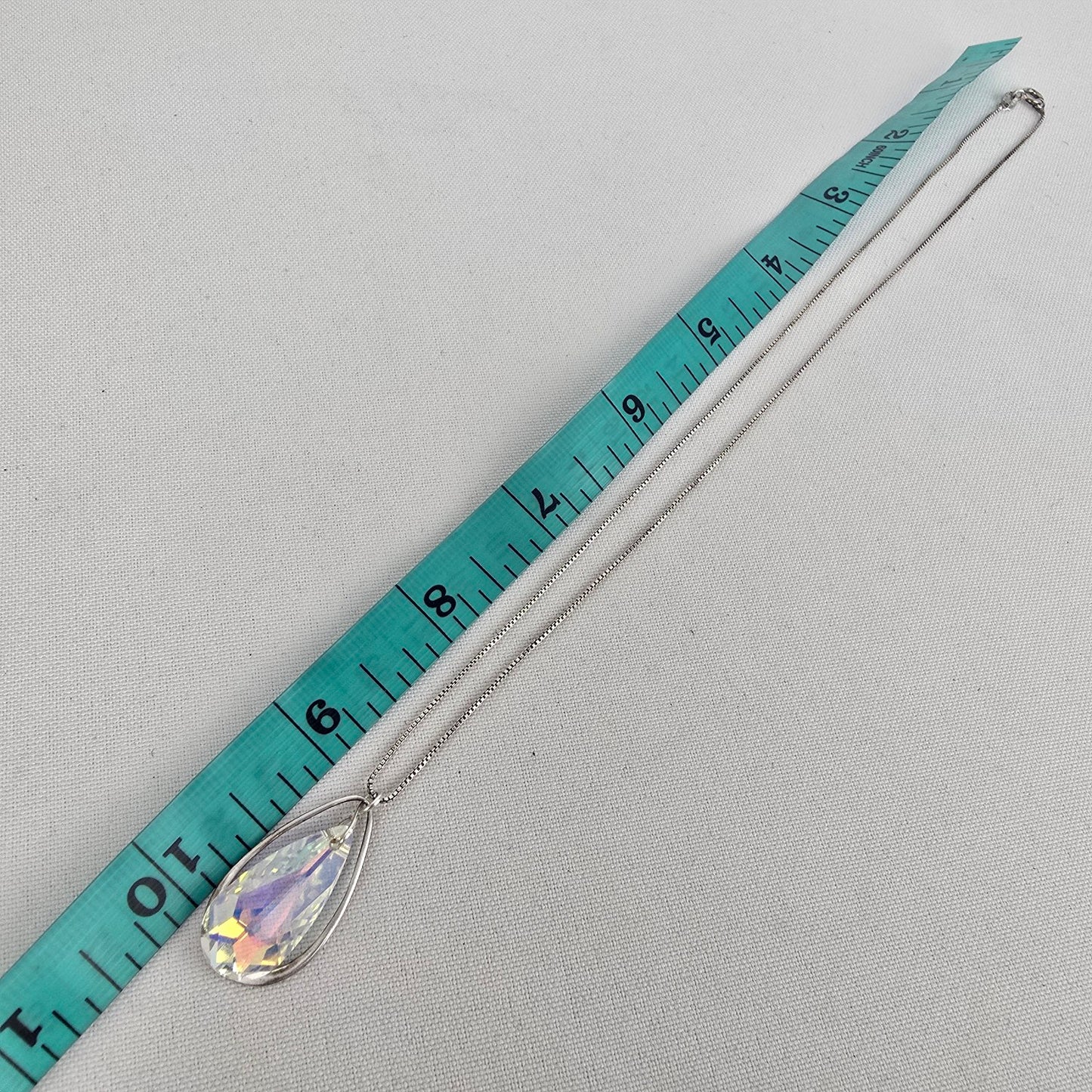 FNA 925 italy Silver AB Crystal Pendant Necklace