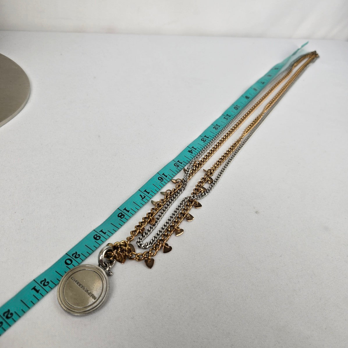 Dyrberg Kern Copper & Silver Chain Coin Pendant Necklace