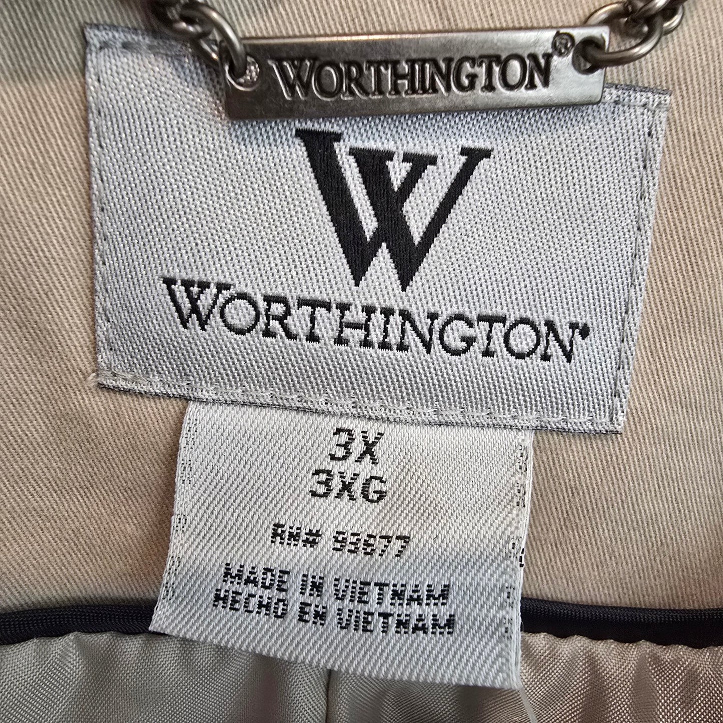 Worthington Cream Belted Trench Coat Size 3X