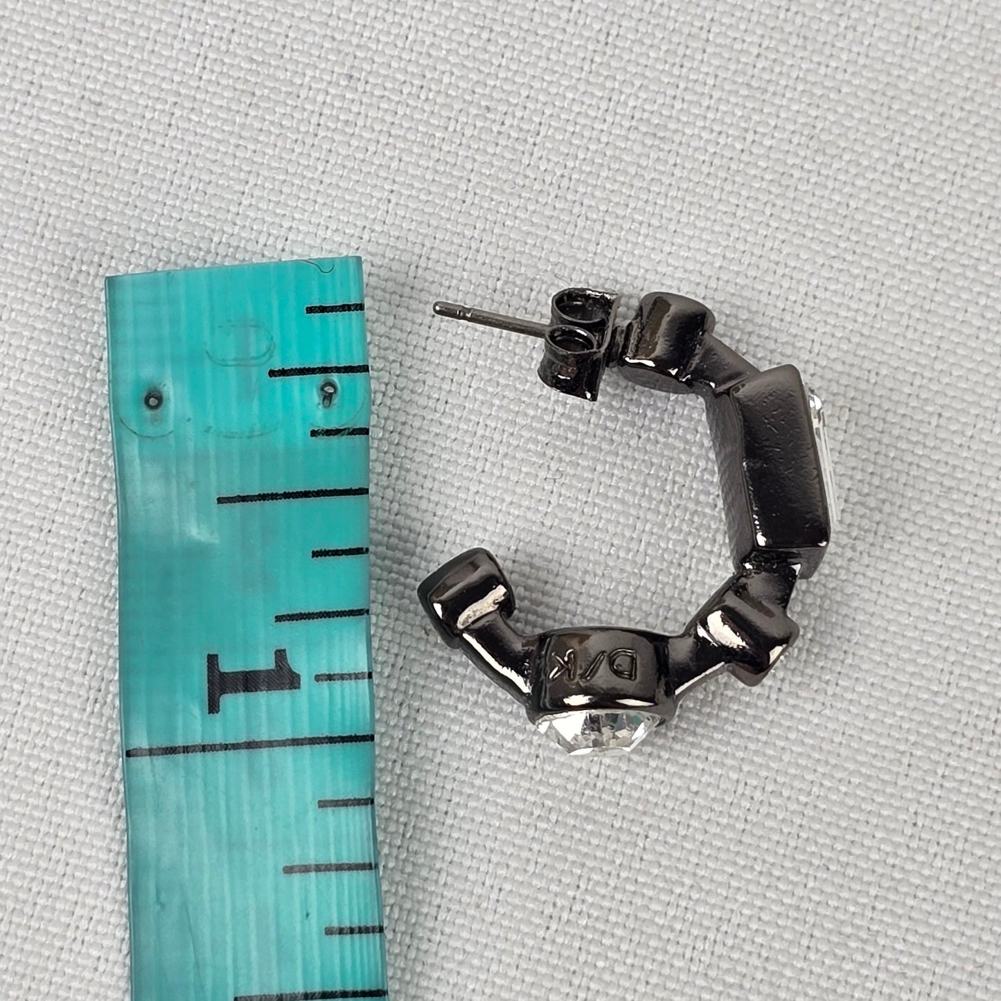 Dyrberg Kern Black & Silver Faceted Stone Hoop Earrings